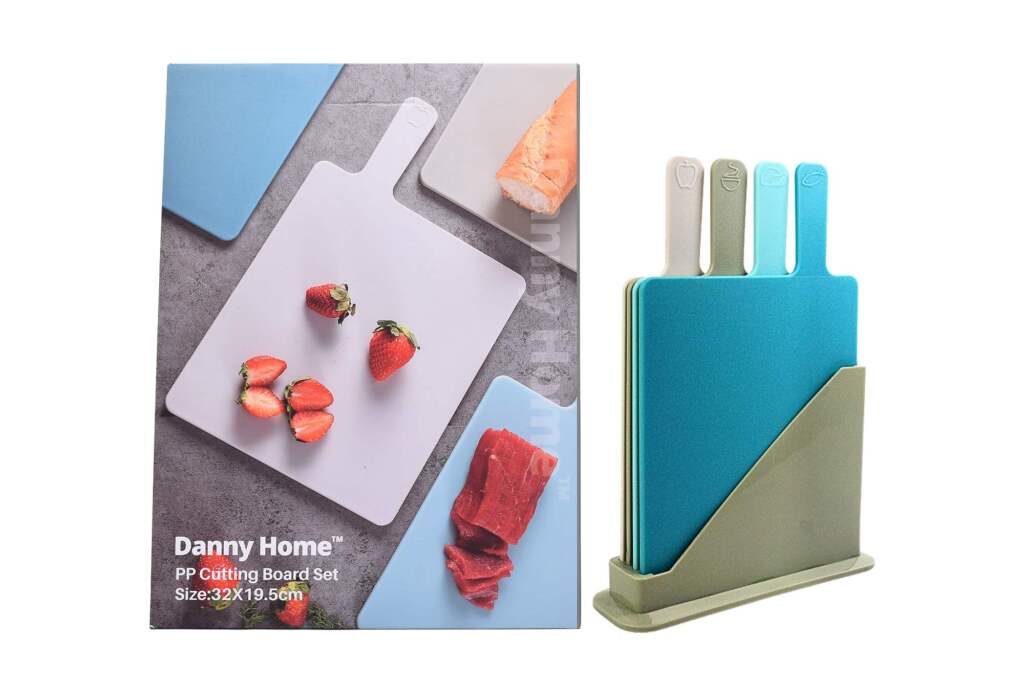 Chopping board set 4 pieces with PVC holder - Image 3