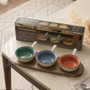 Danny Home Acacia Wood Board With Dessert Bowls